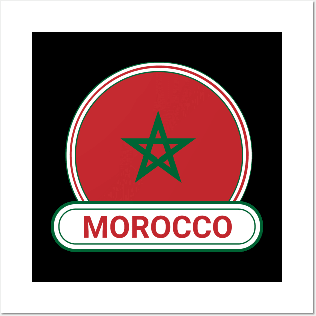 Morocco Country Badge - Morocco Flag Wall Art by Yesteeyear